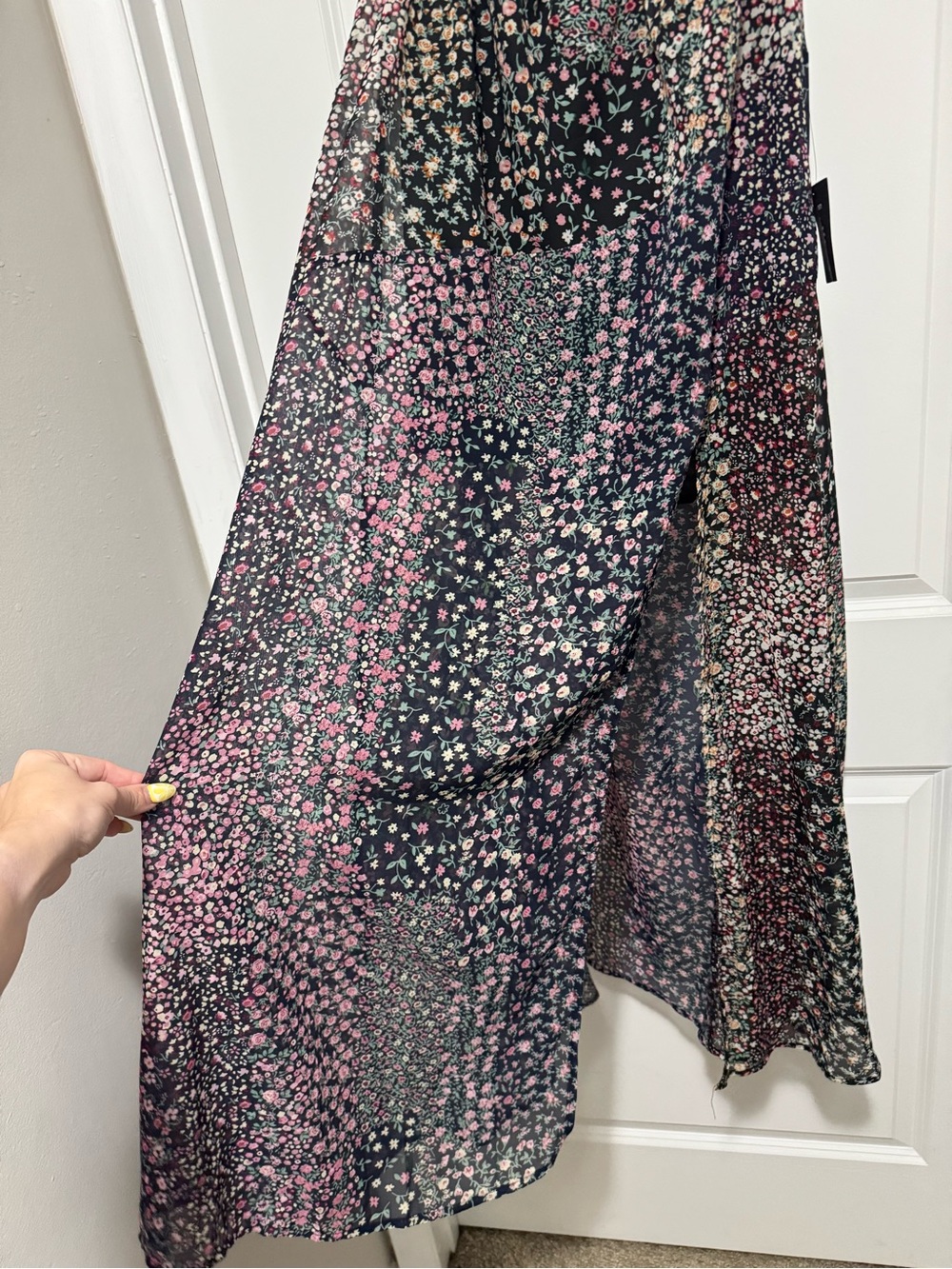 Lulus Neva Navy Blue Floral Print Off-the-shoulder Maxi Dress - Size L - Picture 3 of 14